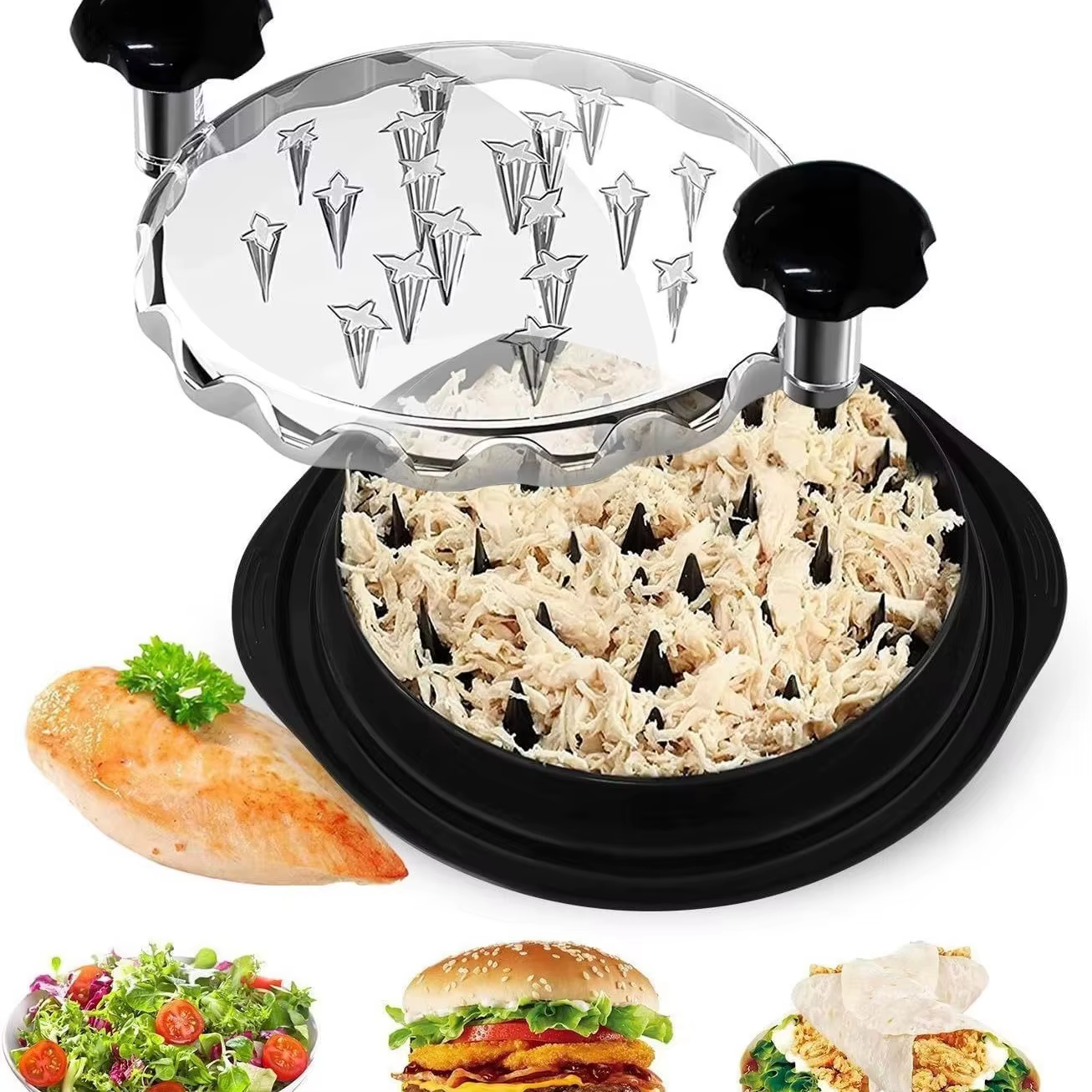 1 pièces outil de broyeur de poulet viande sein déchiquetage séparation hachage broyeur Machine avec couvercle pour déchiqueter poulet porc boeuf