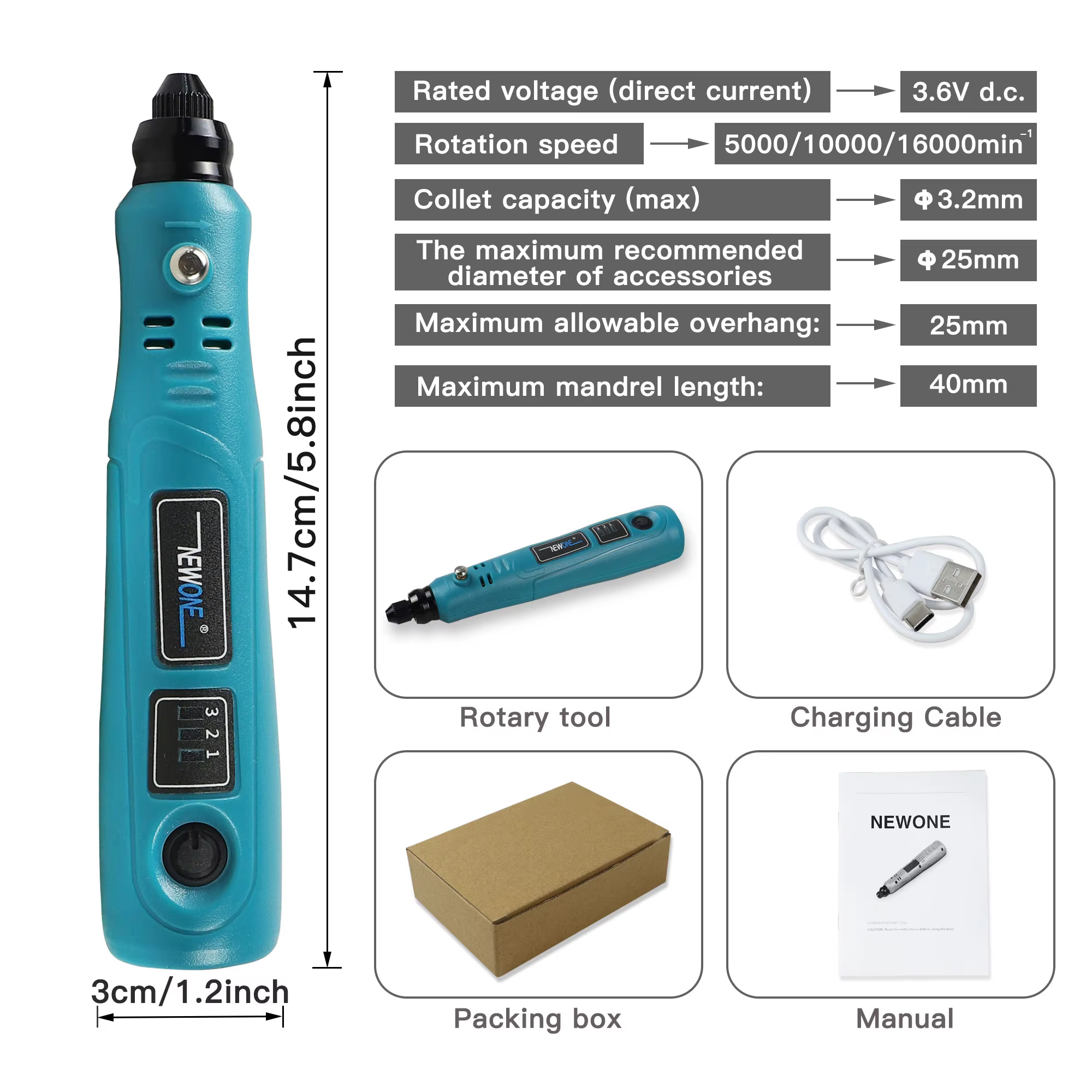Graveur électrique sans fil 3.6V, mini perceuse meuleuse avec outils distants pour accessoires rectifieuse bricolage