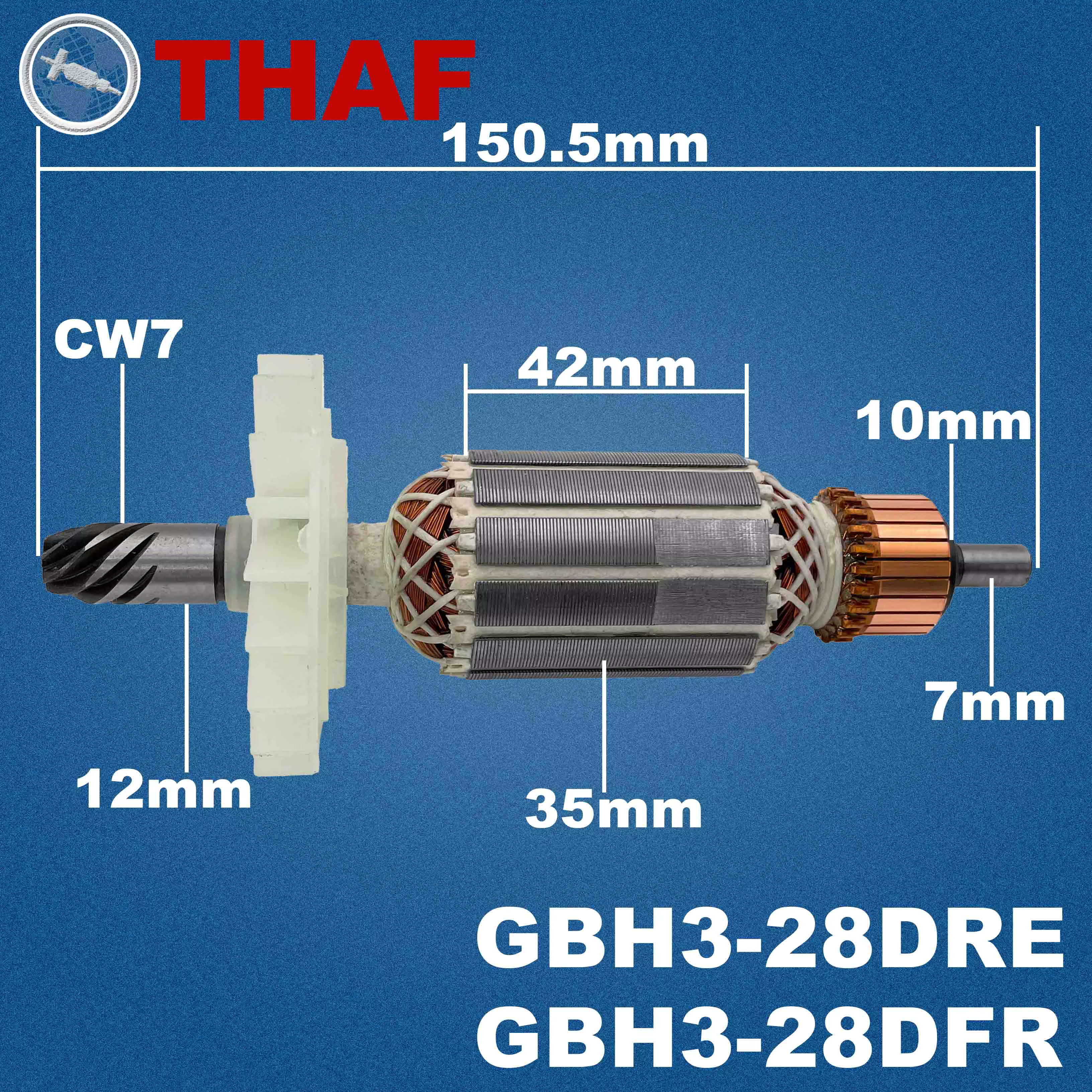 AC 220V 240V GBH3-28DRE GBH3-28DFR Induit Rotor pour BOSCH GBH4-28DFR GBH 3000 Marteau Perforateur Pièces de rechange