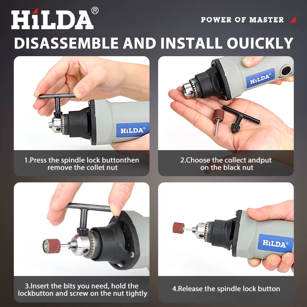 HILDA 400W outil rotatif 6 positions outils de meulage Mini perceuse meuleuse électrique