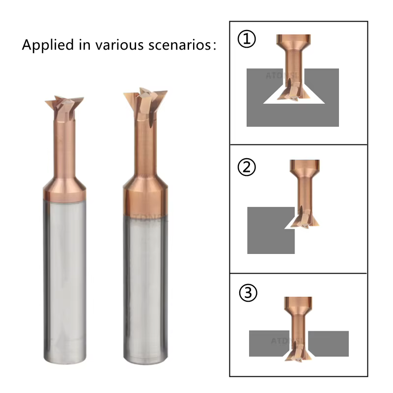 30 45 60 75 degrés fraise à queue d'aronde 1mm/1.5mm-20mm CNC t-slot outil de fraisage précision T type