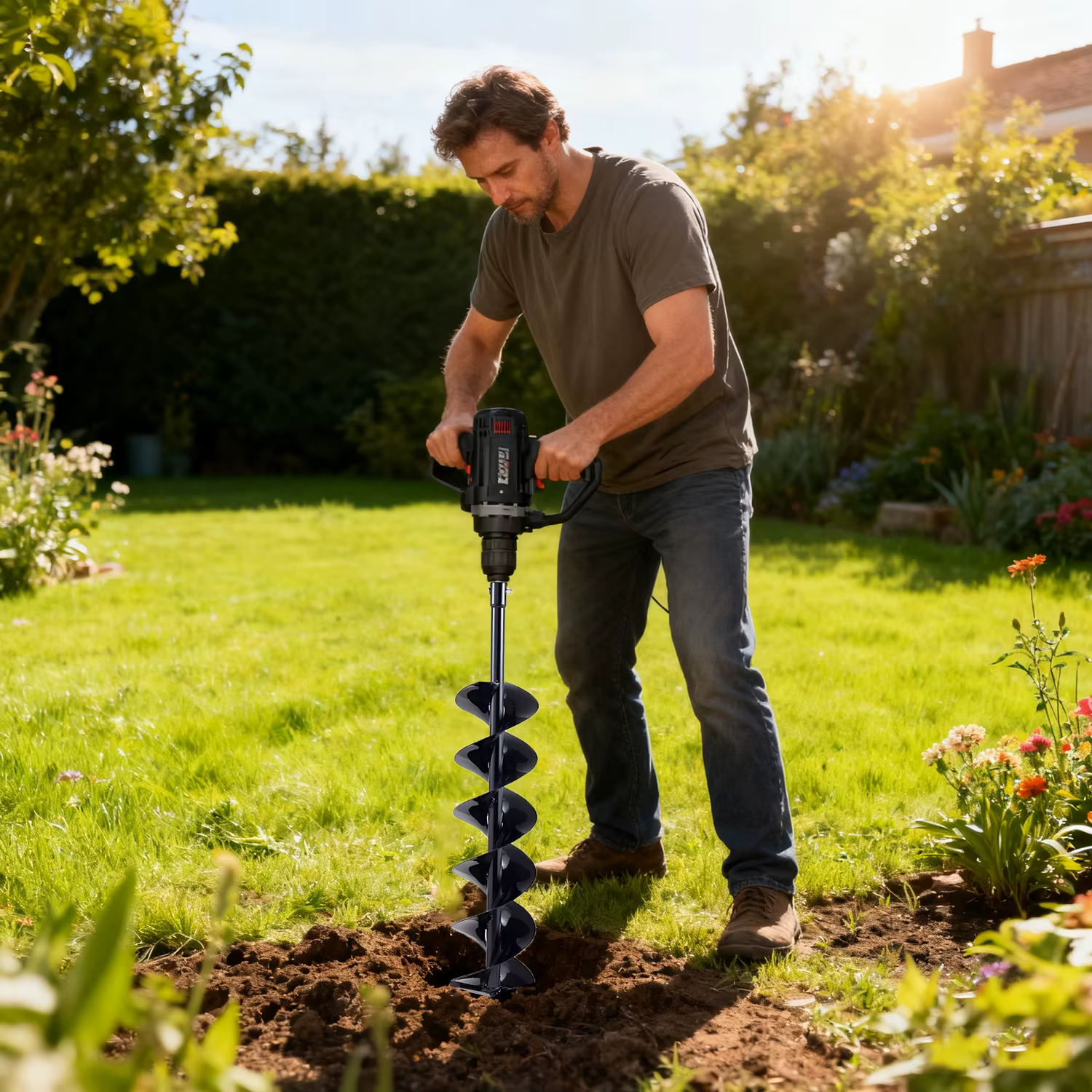 Tarière de jardinage 80 cm en acier