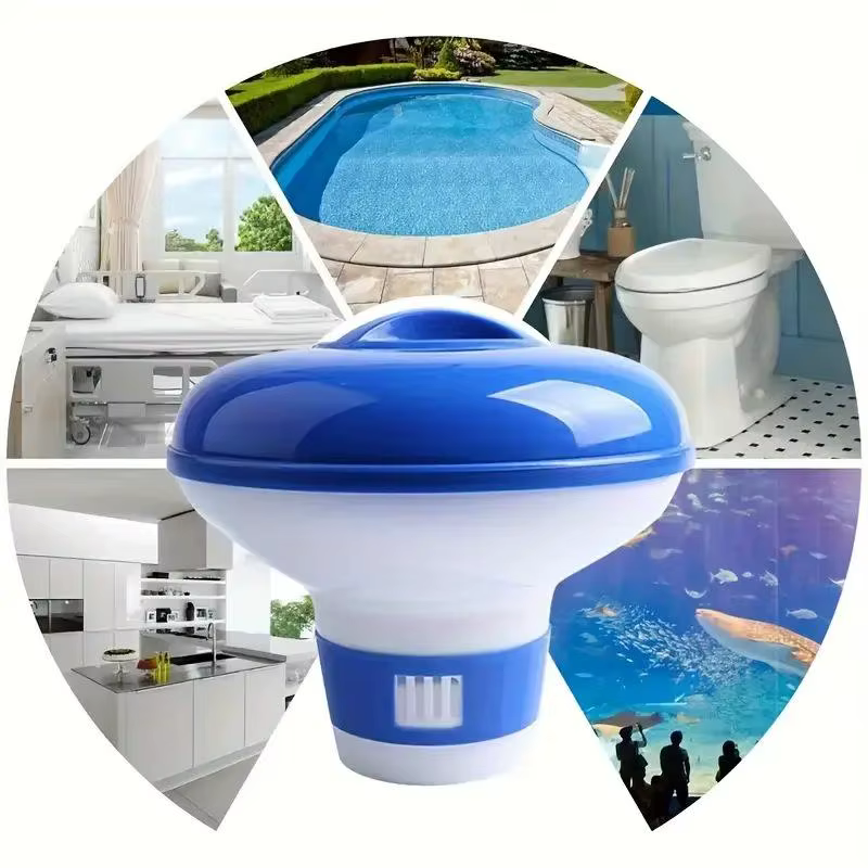 Nouveau distributeur de chlore flottant pour piscine de 5 pouces avec des aérations réglables et un couvercle anti-fuite pour piscines intérieures et extérieures, spas et bains à remous.