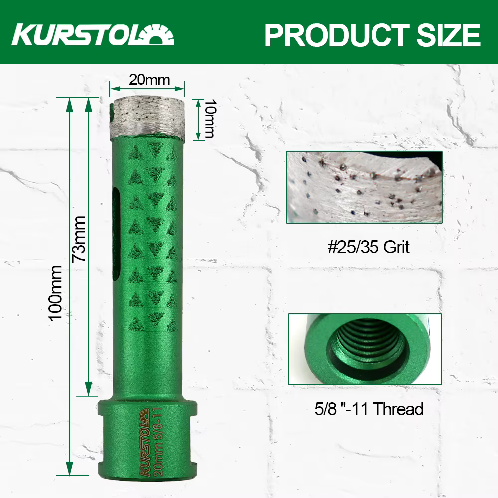 KURSTOL 1 pièce 5/8-11 20/25/32/35/38/45mm Forets diamantés pour perçage à sec du béton
