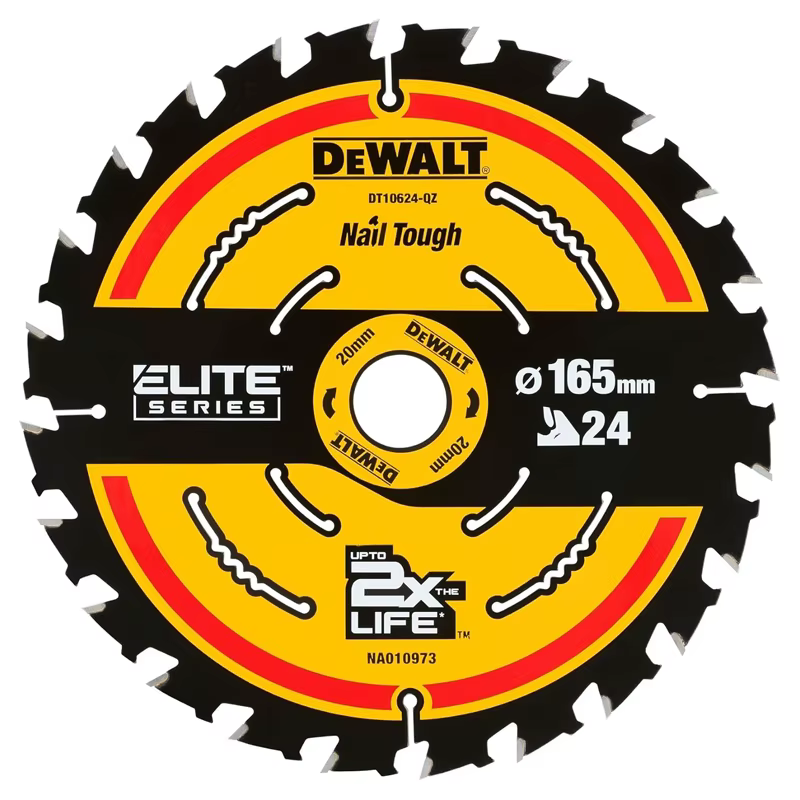 DEWALT DT10624 Lame de scie pour le travail du bois 165 mm x 20 mm 24T