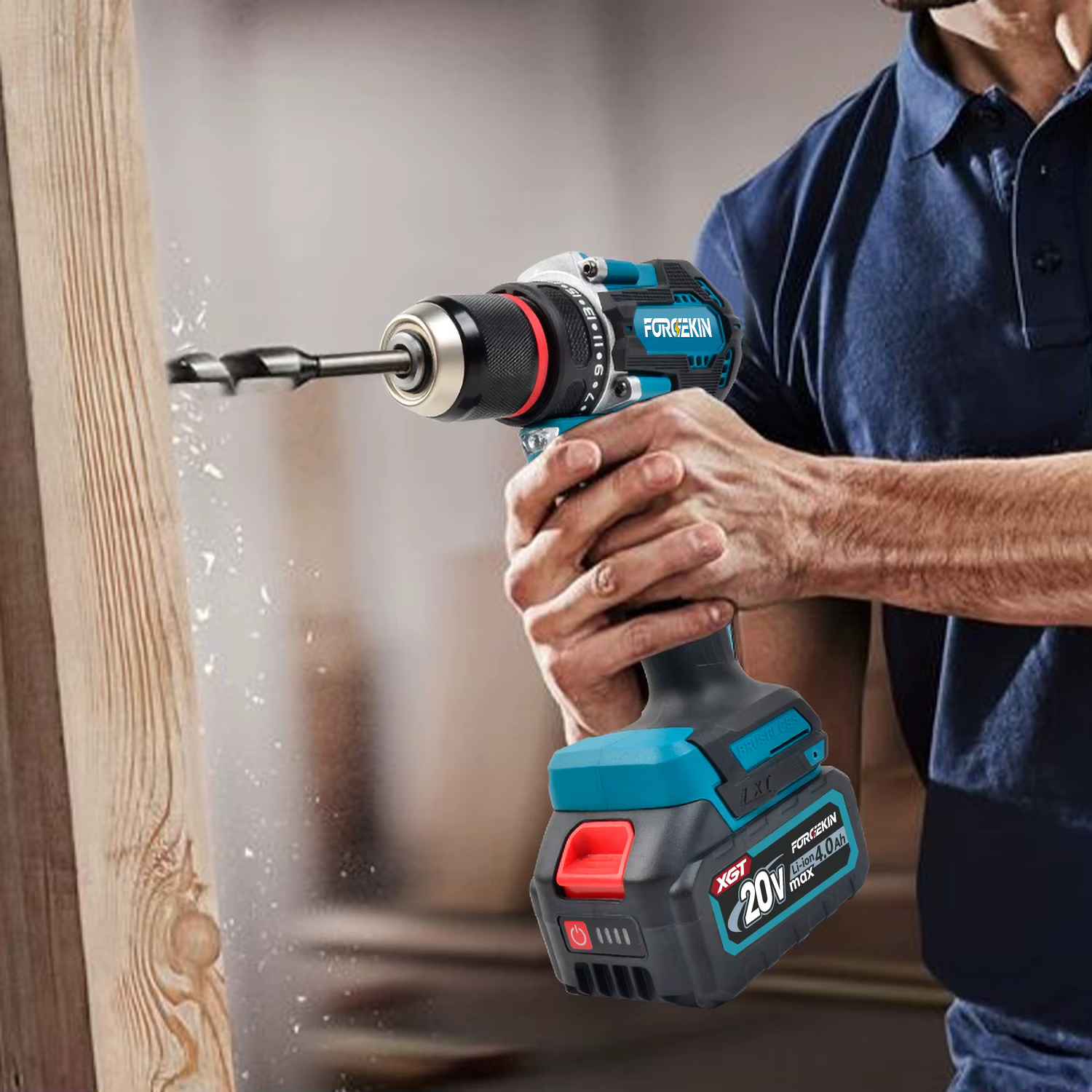 FORGEKIN Perceuse-visseuse sans fil à batterie lithium-ion, outil de perçage électrique rechargeable pour bricolage domestique, compatible avec les batteries Makita