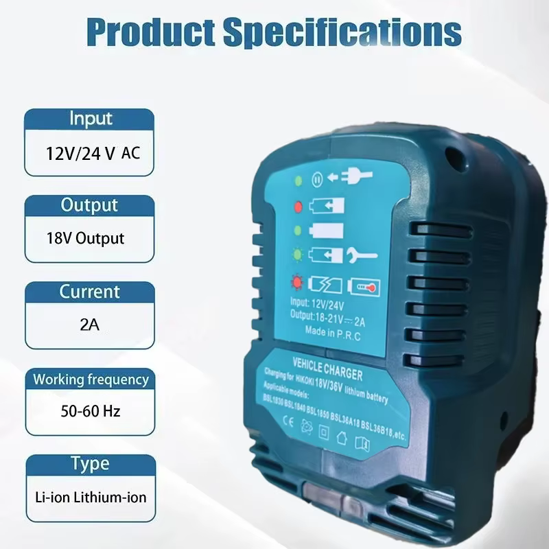 Pour HIKOKI 18V Li-Ion Batteries 12V/24V Portable Mini chargeur de voiture allume-cigare prise remplacement
