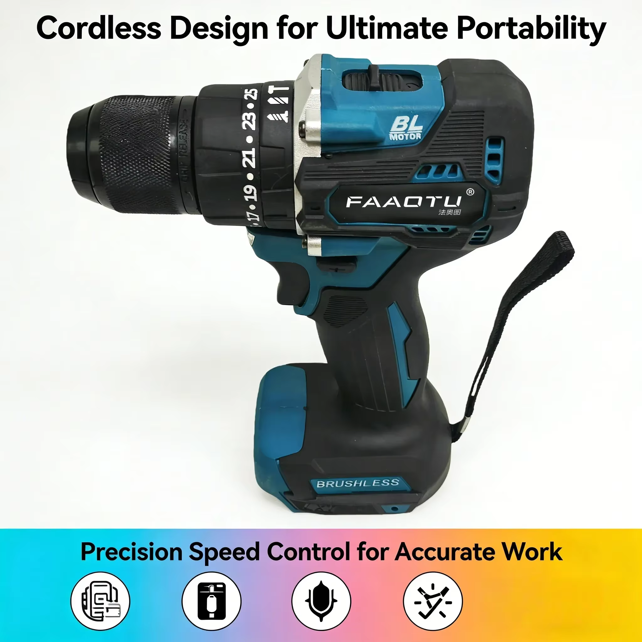 Perceuse électrique FAAOTU 487-10mm - Qualité MT, multifonctionnelle pour le bois/métal/béton, compatible avec les batteries MT