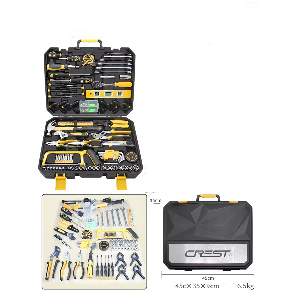 Boîte à outils polyvalente, matériel ménager, ensemble de réparation combiné d'outils manuels, boîte à outils complète de réparation à domicile, matériau en acier au carbone