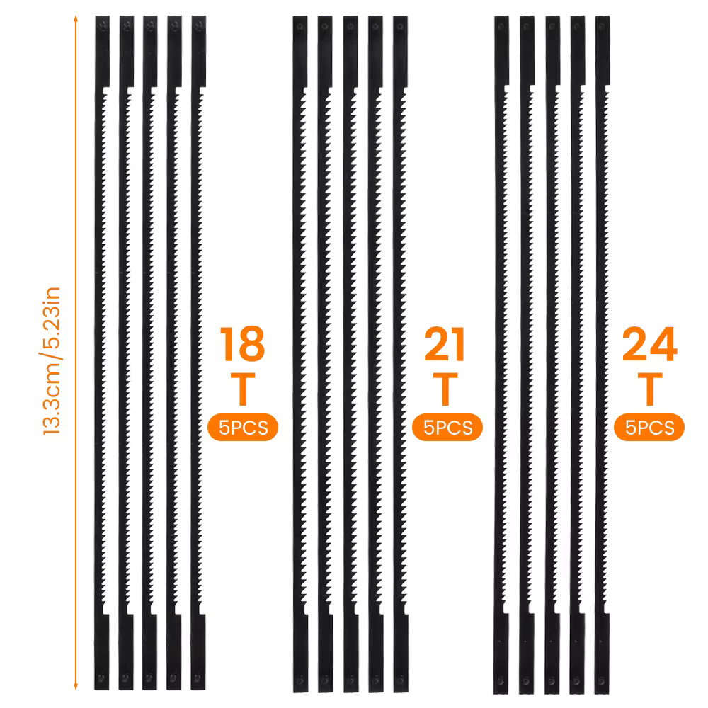 15 pièces lames de scie à chantourner extrémité de broche 18/21/24TPI pour bricolage