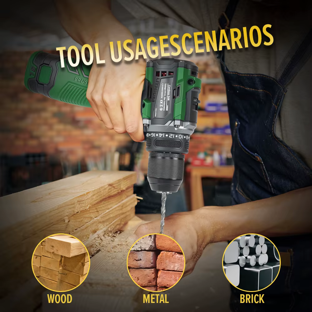 Perceuse électrique 17V 60NM sans brosse Mini Li-ion sans fil 20 + 1 pilote