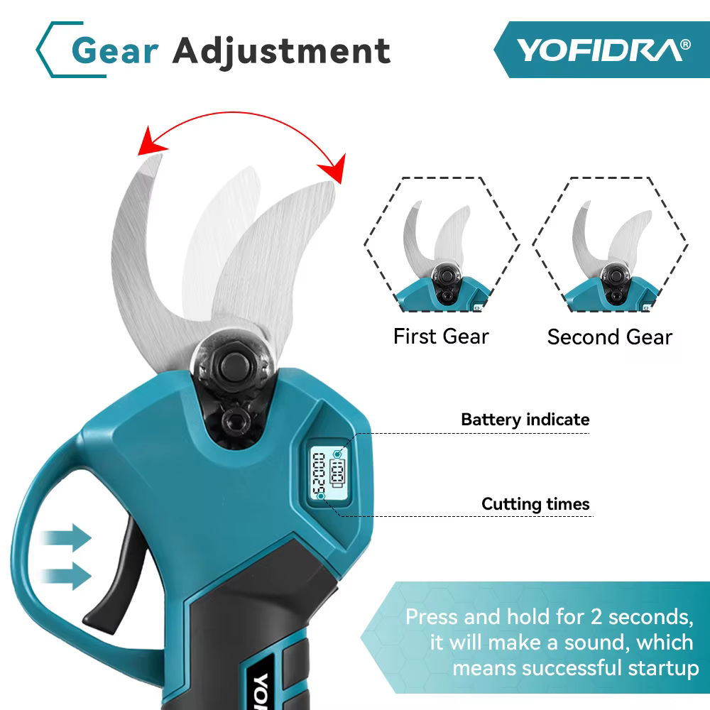YOFIDRA 30mm sécateur électrique sans brosse sans fil portable verger arbustes taille arbre Branches Cutter pour Makita 18V batterie broche