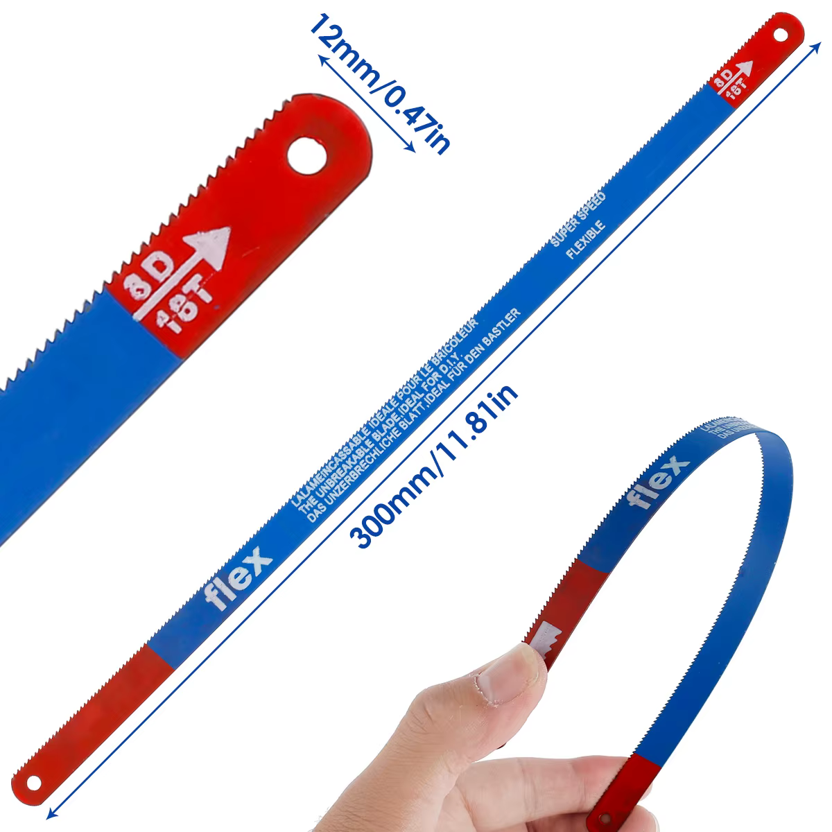 10 pièces lame de scie à métaux 300mm 18 dents lames de scie à main M35 lame de scie sauteuse de remplacement en acier pour la coupe du bois de viande outil de travail du bois