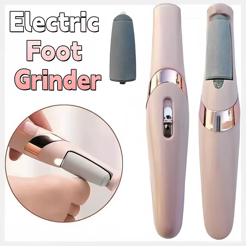 Ponceuse électrique portable pour les pieds, pour éliminer la peau sèche et rugueuse des talons, avec 2 têtes de ponçage, outil d'hygiène et de beauté personnel.