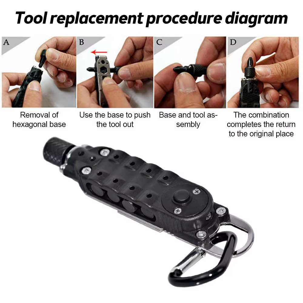 Mini tournevis multifonctionnel - Outil de porte-clés EDC portable