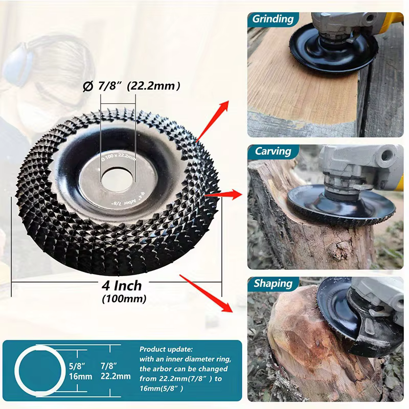 1 pièce Disque de meulage et de façonnage du bois de 4 pouces pour meuleuses d'angle