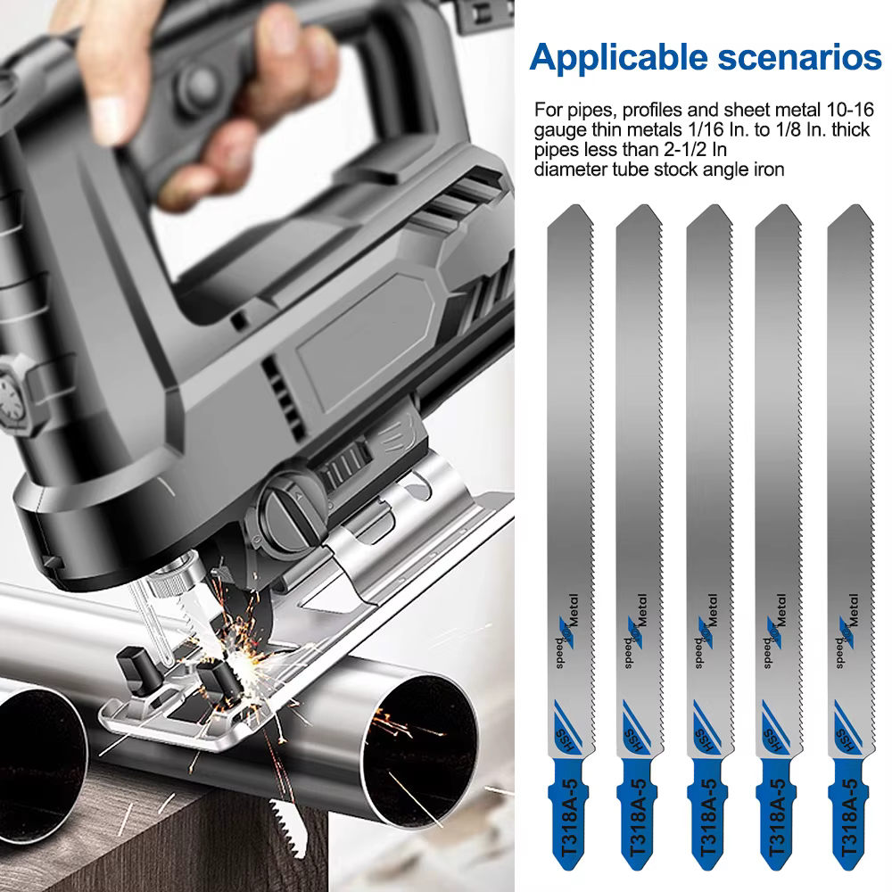XCAN 5 pièces T318A HCS lames de scie sauteuse tige en T courbées Extra longues