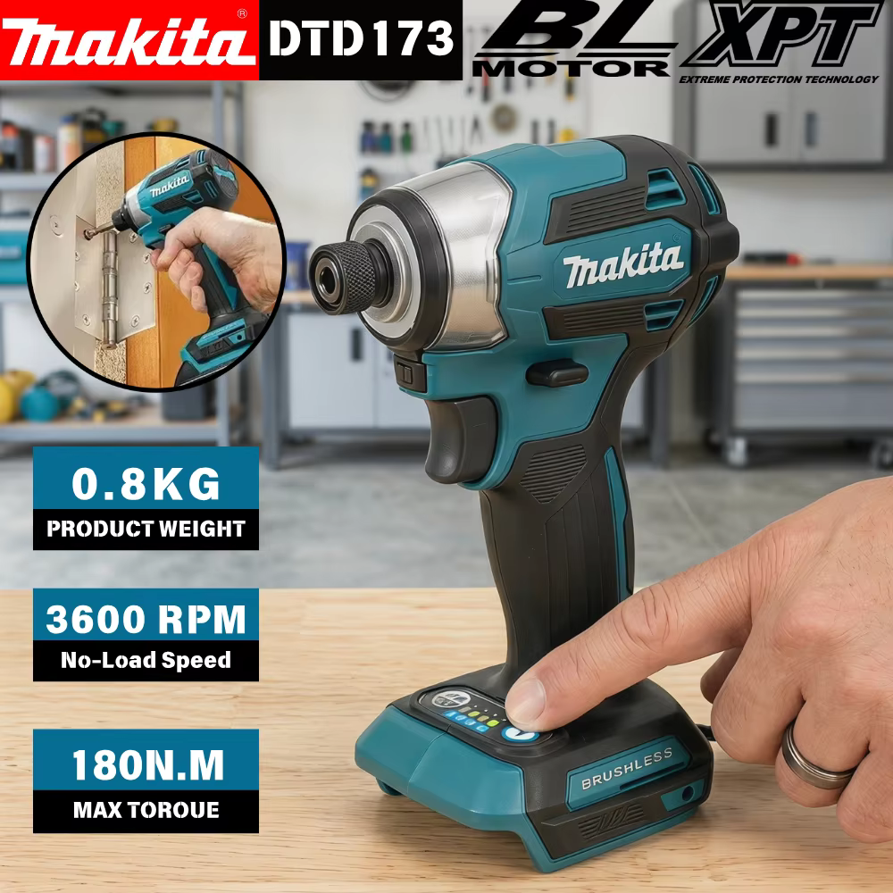Makita DTD173 Perceuse à percussion sans fil 18V - Perceuse-visseuse électrique pour bois et boulons (Machine nue)