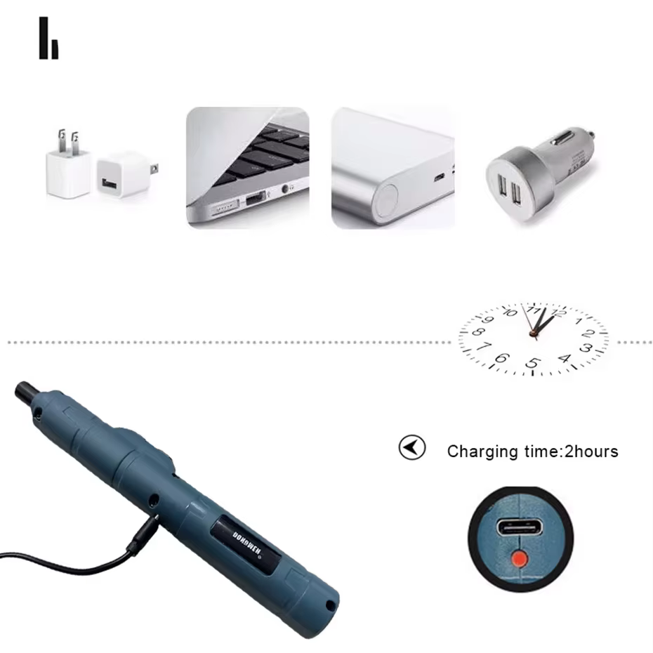 Mini tournevis électrique sans fil 3.6V Li-ion couple réglable Kit d'outils portables maison bricolage réparation électronique bleu