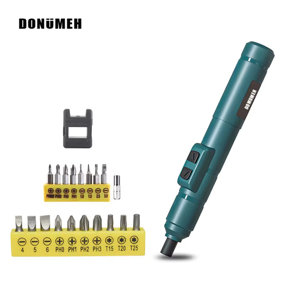 Mini tournevis électrique sans fil 3.6V Li-ion couple réglable Kit d'outils portables maison bricolage réparation électronique bleu