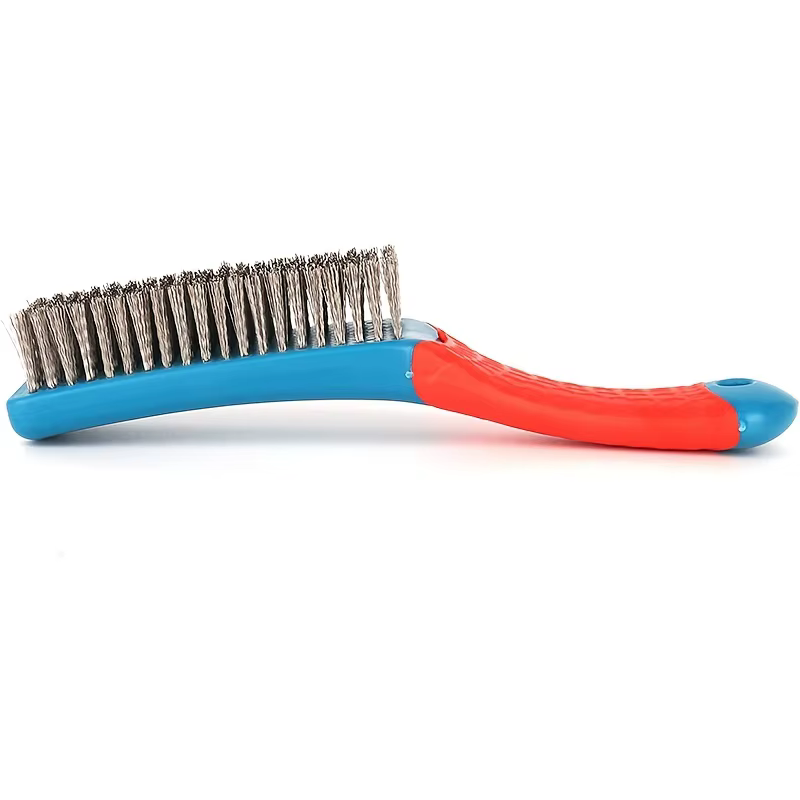 Brosse métallique robuste en acier inoxydable avec poignée en plastique confortable – Parfaite pour enlever la rouille