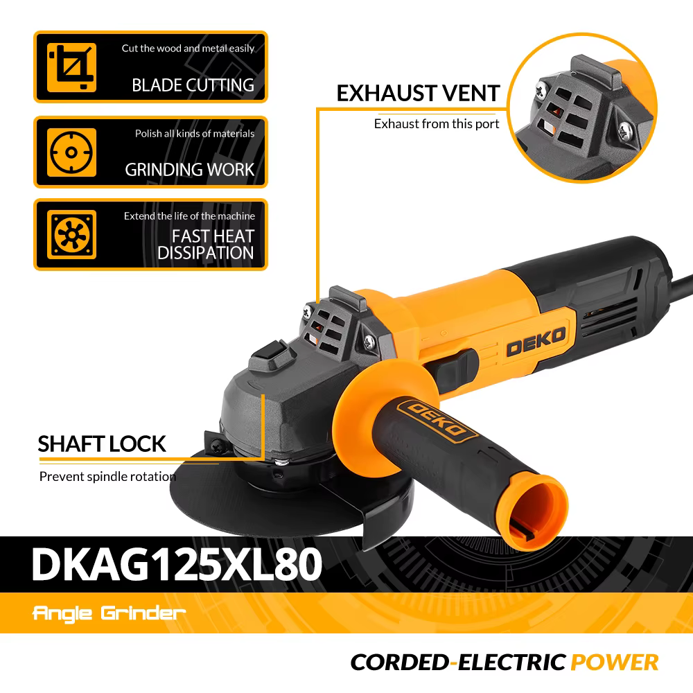 DEKO Nouveau Meuleuse d'Angle Electrique 115mm 800W 11000rpm Métal Bois Outils Electriques Plug-in Cutter Grinder
