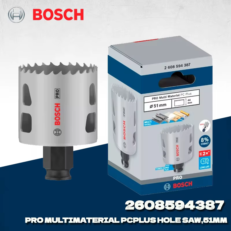 Scie cloche multi-matériaux PC Plus BOSCH 20/38//51/54/60/76/83/92 MM PRO pour perceuses à percussion 2608594368 2608594407 2608594394