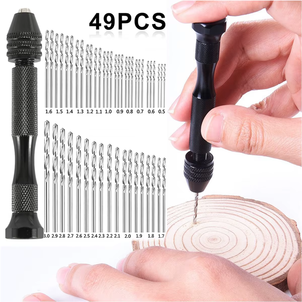 49 pièces 0.2-3.4mm ensemble de perceuse à main Mini foret