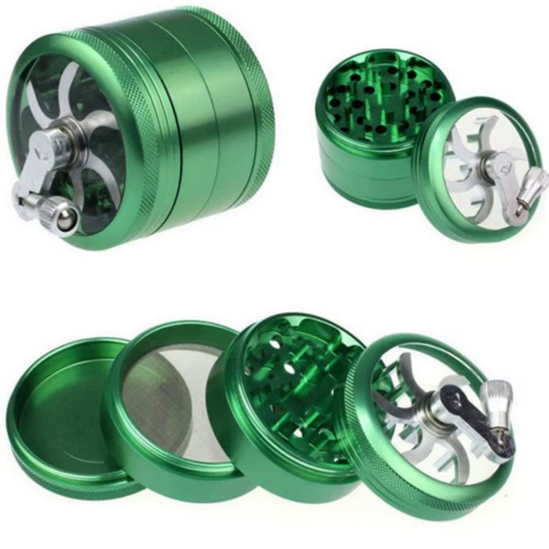Meuleuse à main de 40mm de diamètre avec brosse, 4 parties, stockage d'herbes et de tabac, meuleuses en aluminium, tuyau de fumée, accessoires pour cigarettes