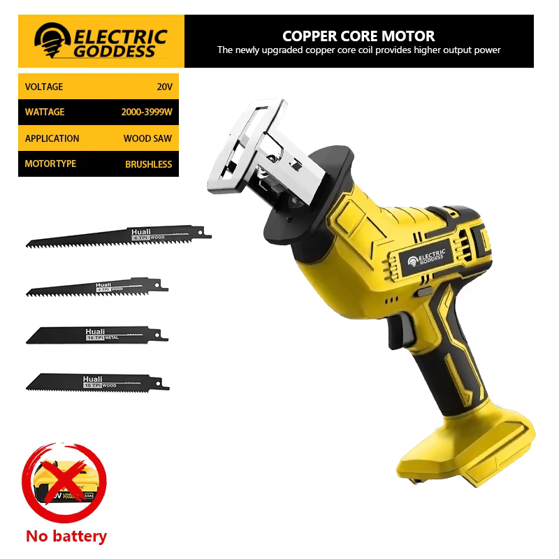 Scie alternative électrique sans fil de déesse, scie de coupe du bois et du métal, outil électrique Portable pour Dewalt, broche de batterie 20V