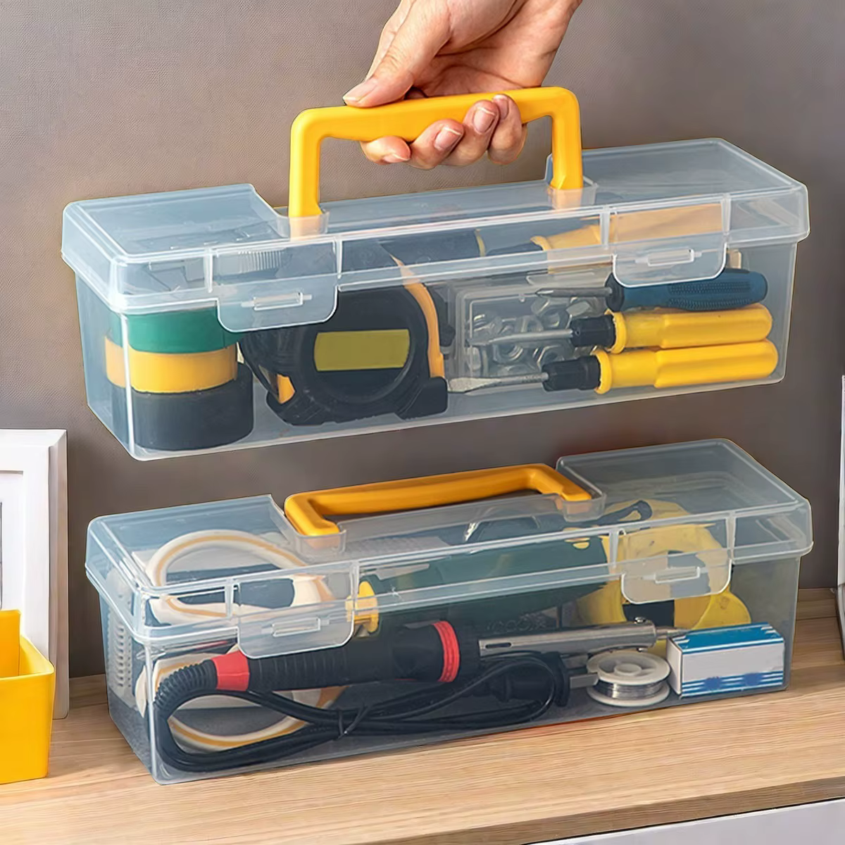 Boîte à outils portative transparente