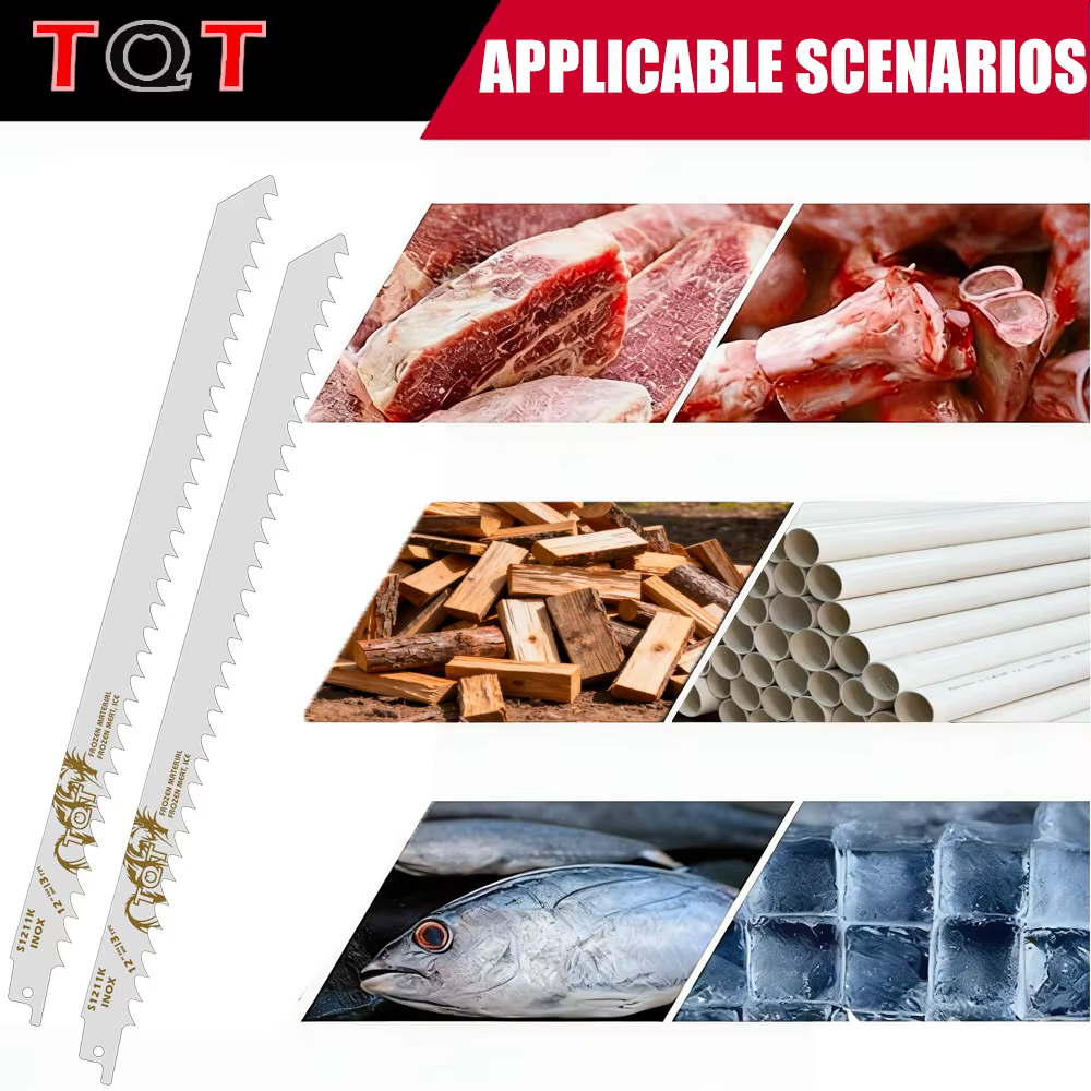 Lame de scie sauteuse en acier inoxydable de qualité alimentaire 12 po 3Tpi S1211K pour la découpe de os congelés – Performance de coupe plus fluide