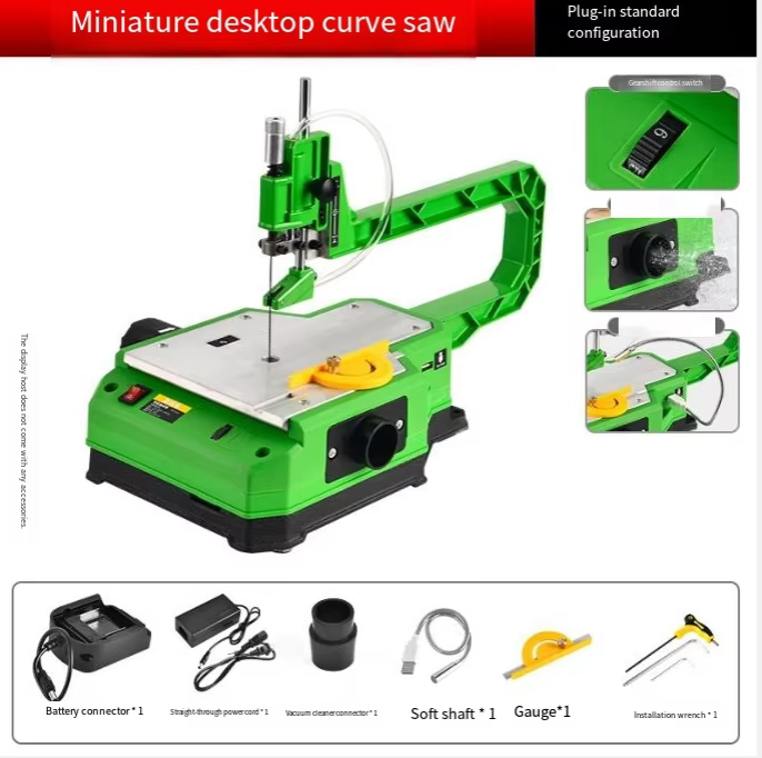 Scie à contour électrique multifonctionnelle de bureau, mini scie à fil de lithium pour le travail du bois à domicile, machine de découpe pour le creusement de planches