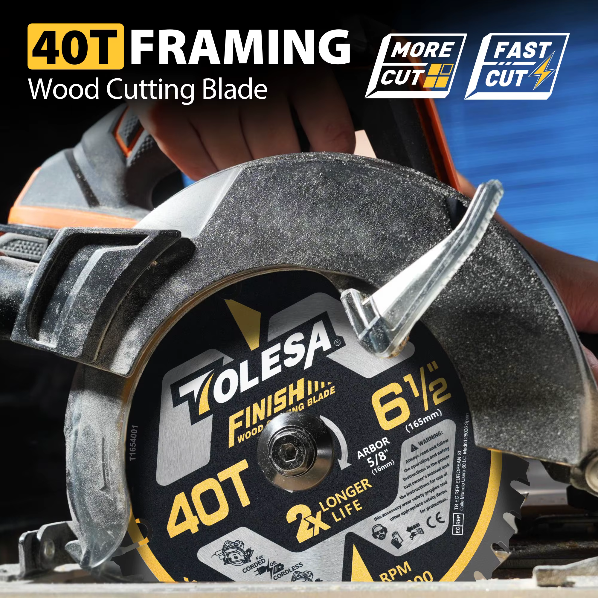 TOLESA Lot de 3 lames de scie circulaire de 6-1/2 po (40T / 60T) pour la découpe du bois