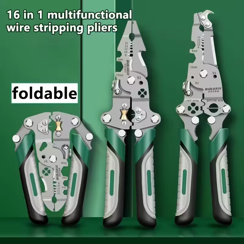 Pince à dénuder multifonctionnelle en acier inoxydable avec un design pliable