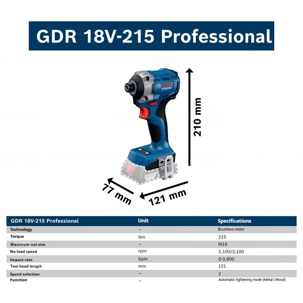 Bosch GDR 18V-215 tournevis à percussion sans fil sans brosse