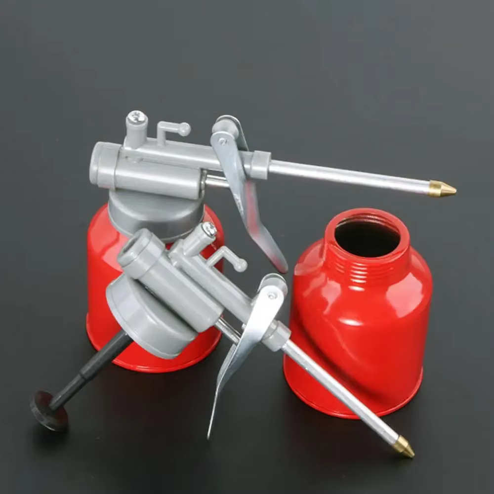 Bidon à huile 250 ml avec bec verseur et pompe à pouce, huileuse d'atelier haute pression rouge et verte, graisseur pour outils de réparation automobile