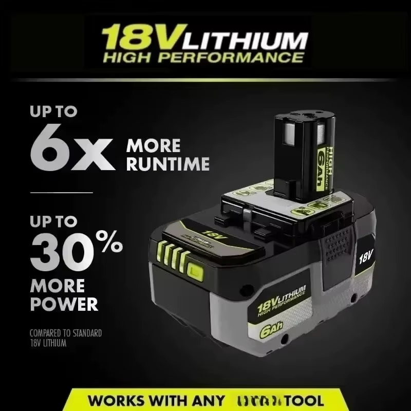 Nouvelle batterie au Lithium puissante RYOBI 18V 6.0AH 8.0Ah P104 P105 P107 P108 P109 faible auto-décharge Compatible avec tous les outils 18V