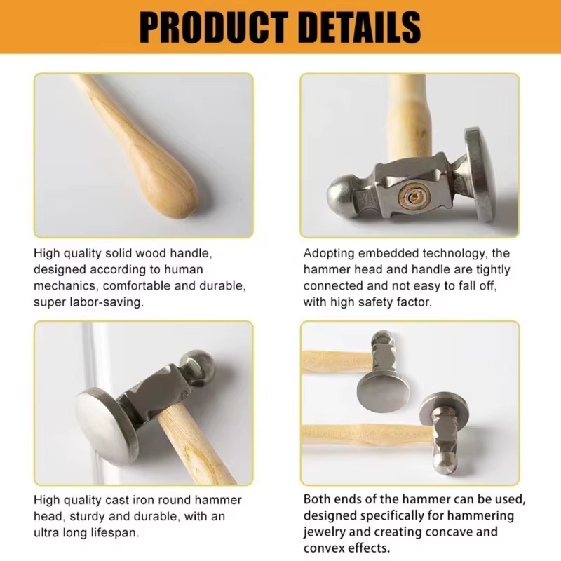 Marteau à manche en bois pour bijoux artisanaux, marteau d'orfèvre ergonomique pour les amateurs bricolage, livraison directe