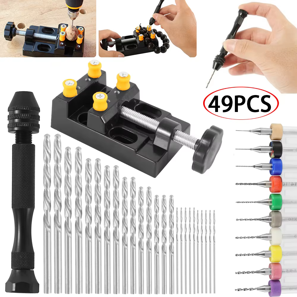 Mini Micro perceuse à main, ino /49 pièces 0.3-3.2mm, calcul de propositions de travail, outils pour les modèles Hobby, bijoutiers de bricolage, outil lointain