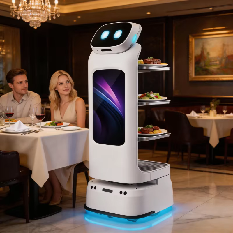 Robot de livraison de nourriture intelligent personnalisé pour usage commercial - Robot de service de restaurant flexible et robuste pour un service automatisé