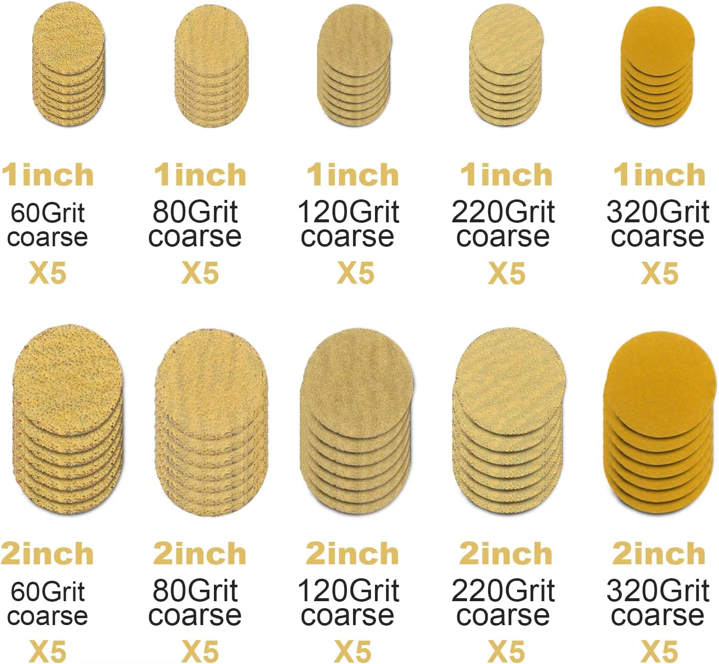 Kit de ponceuse à bol 55 pièces de 1 "et 2 pouces