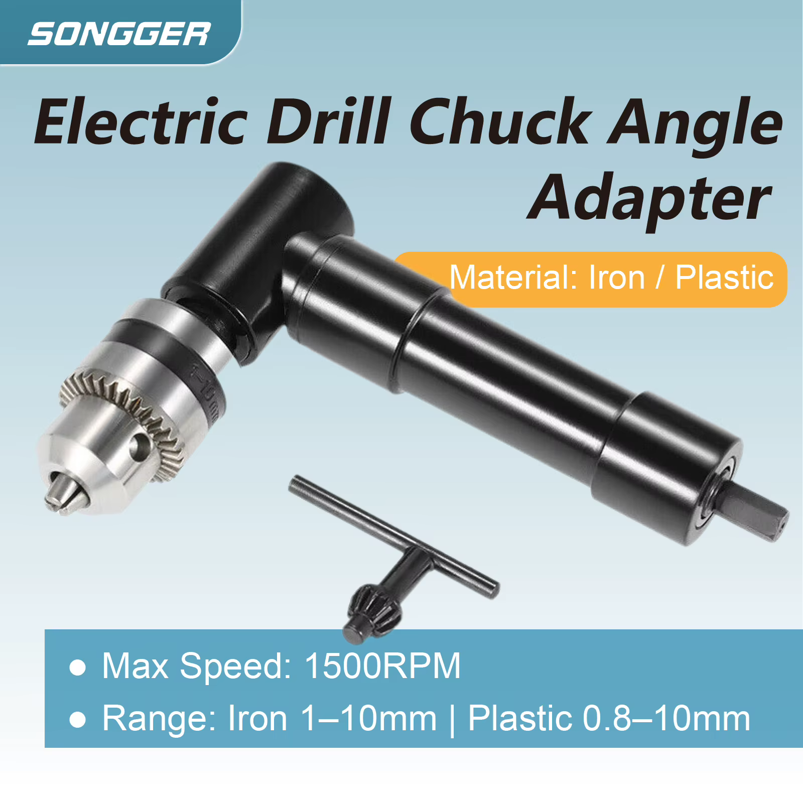 Adaptateur de Perçage Angle Droit 90° Mandrin 0.8-10mm Outil pour Espaces Étroits