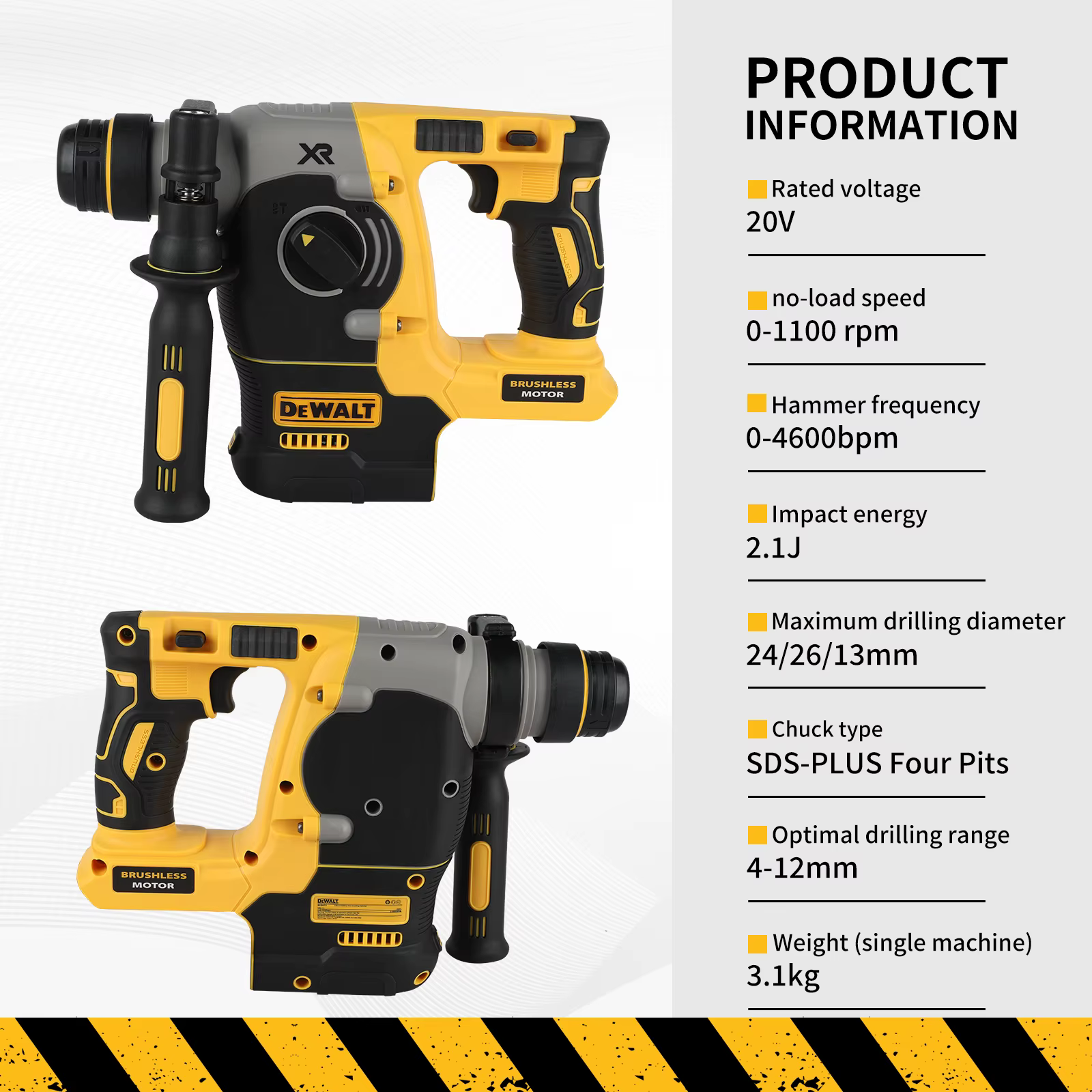 DEWALT DCH273 perceuse à percussion rotative 18 V/20 V MAX SDS sans brosse 1 pouce PLUS perceuse à percussion pour le travail du bois en forme de L (sans batterie)