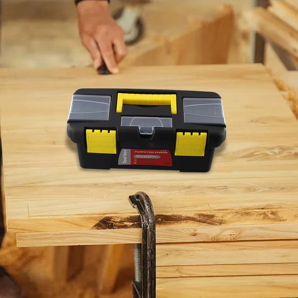 Boîte à outils en plastique à deux couches de 10 pouces