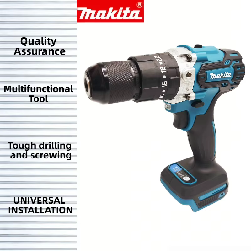 Perceuse-visseuse sans fil Makita DDF487 18V - Perceuse manuelle rechargeable sans balais de 13 mm avec lumière LED pour le bricolage et l'usage domestique (outil seul)