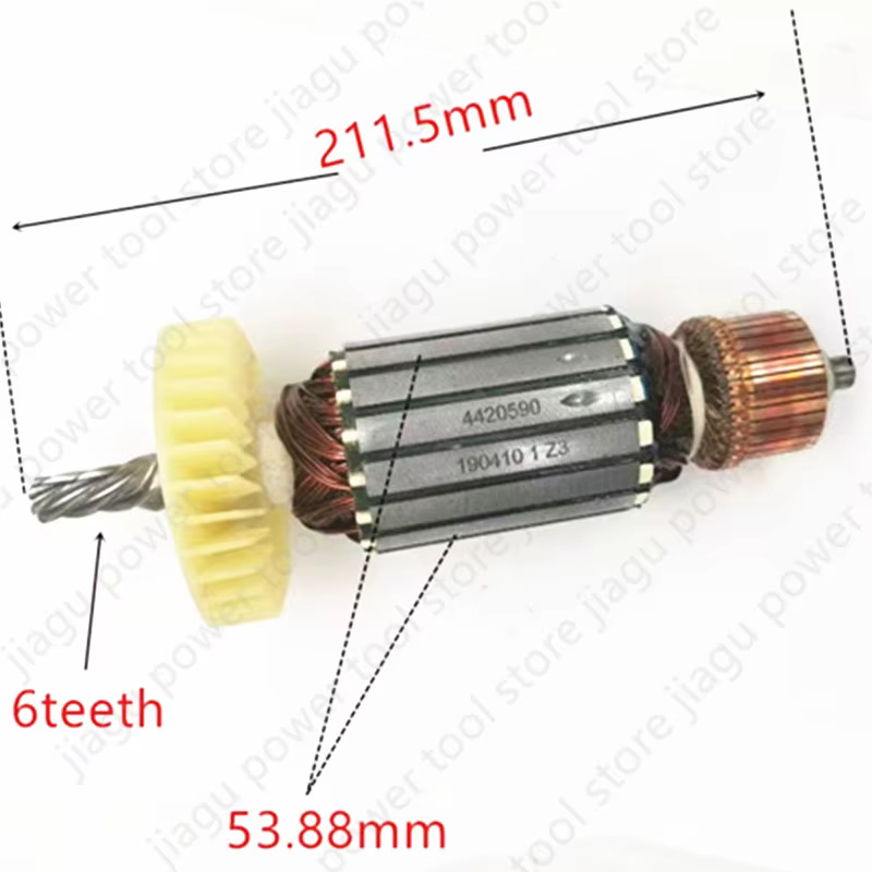 Rotor d'armature à 6 dents pour Metabo CS23-355 220 Cutter