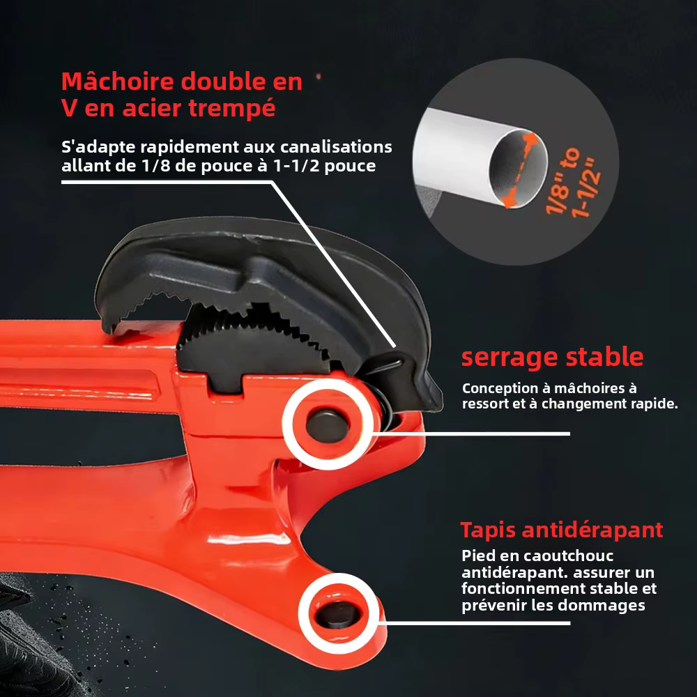 Étau à tuyau professionnel léger et Portable de 1/8 à 1-1/2 pouces de diamètre
