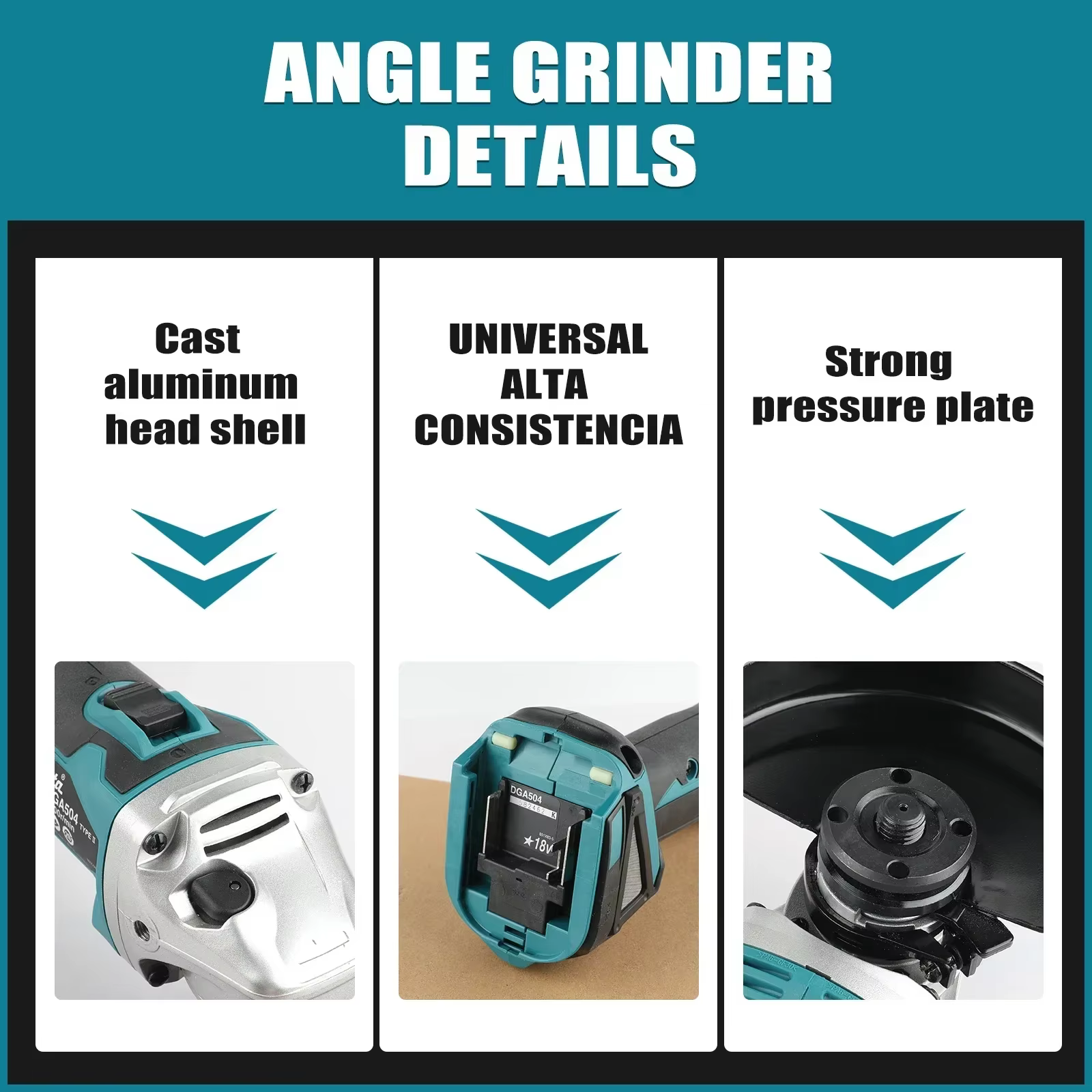 Batterie au lithium sans balais Makita DGA504 18V 6.0Ah 125mm avec plusieurs meuleuses électriques