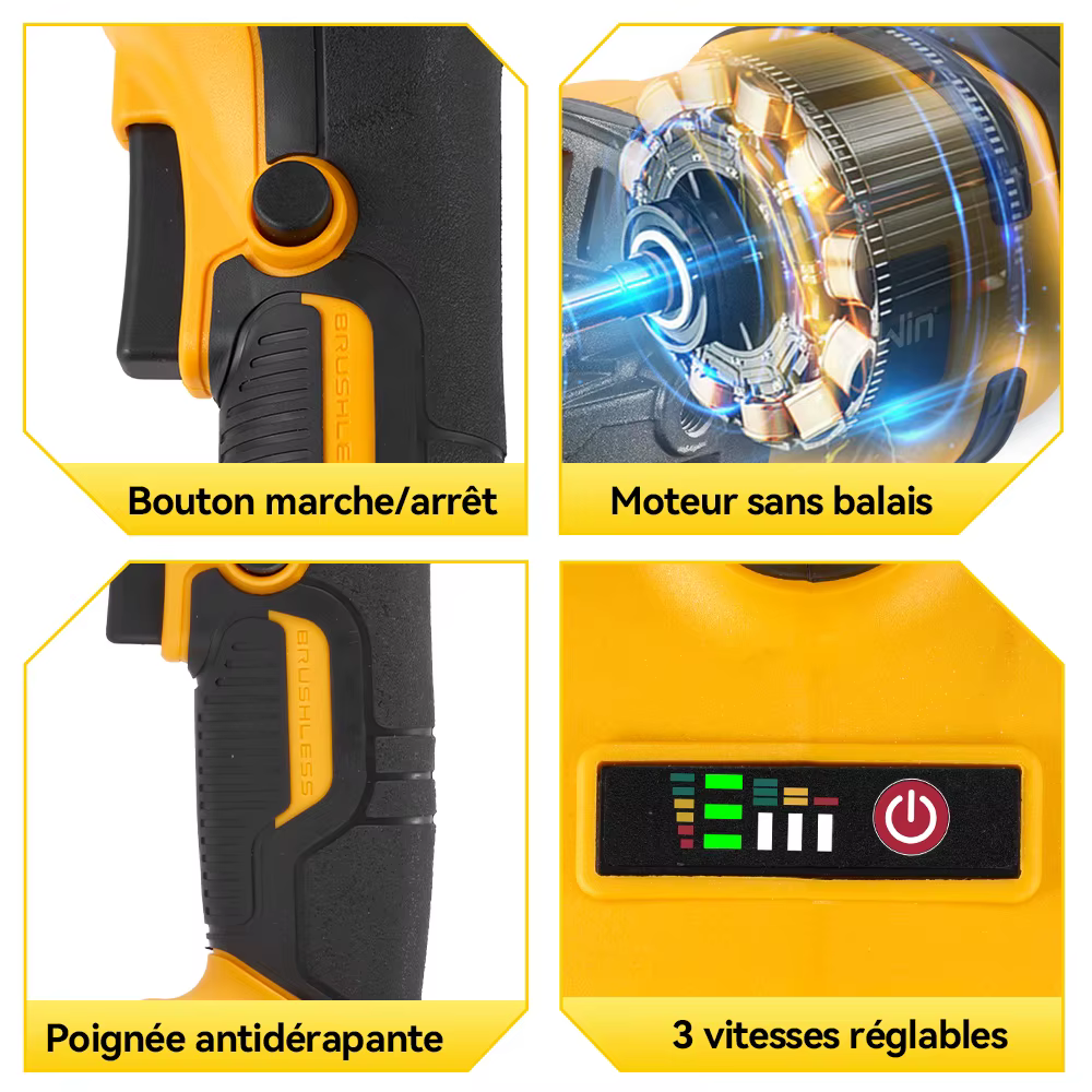 MELLWIN 125MM meuleuse d'angle électrique sans brosse M14 sans fil métal bois meulage polissage outil de coupe pour Makita 18VBattery broche